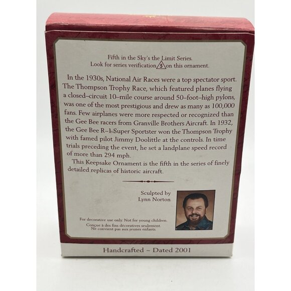 Hallmark Ornament Gee Bee R-1 Super Sportster Sky’s the Limit 5th 2001 - Picture 10 of 16